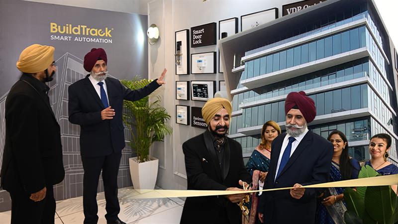 BuildTrack inaugurates its Smart Automation Experience Centre in Mohali with dignitaries including Mr. D.P.S. Kharbanda (IAS Officer) and Mr. Balbir Khera, showcasing smart building solutions and innovation in IoT and AI.